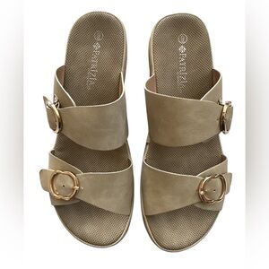 Tan Buckle Strap Women's Sandals